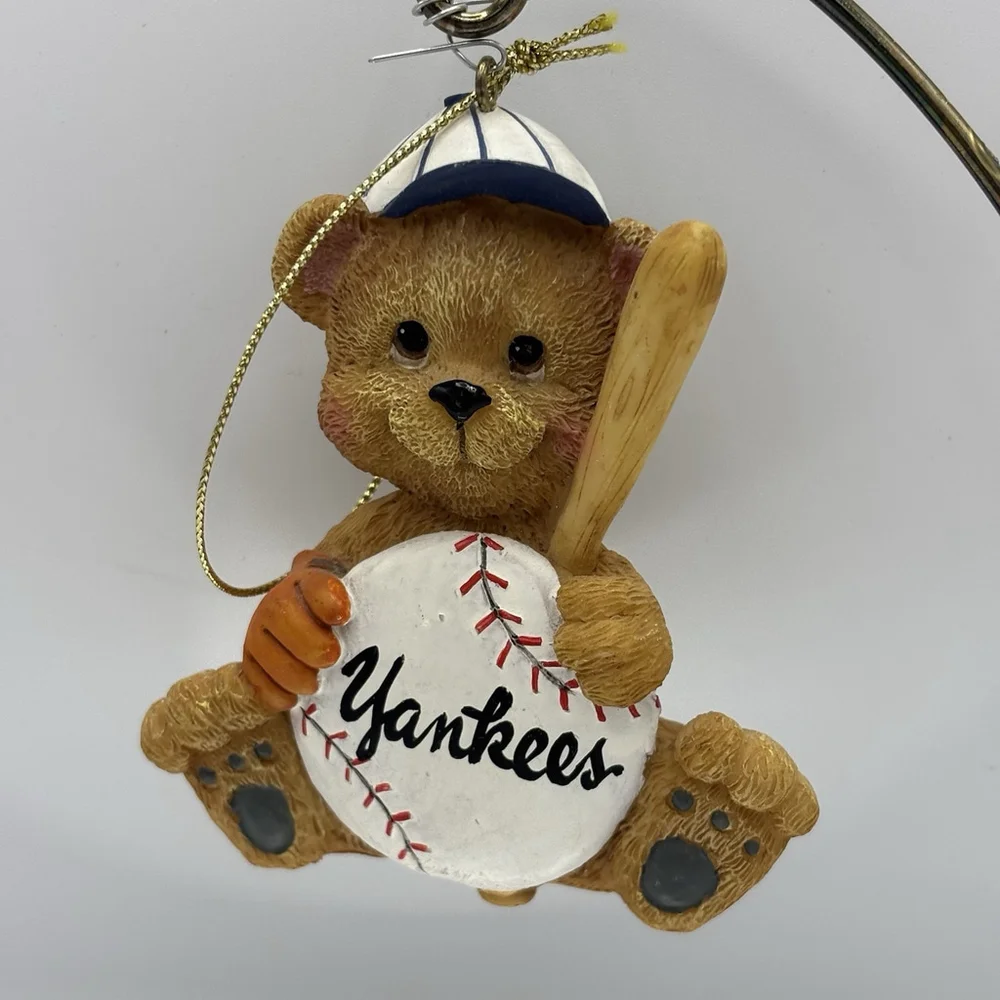 NY Yankees MLB Christmas Ornament Lot 5 Glass Santa Bear Jersey Baseball Decor